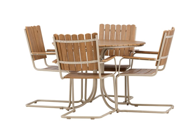 Holmsund Spisegruppe Utendørs 4-seter - Beige - Hagemøbler - Hagegruppe - Spisegrupper hage