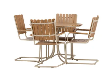 Holmsund Spisegruppe Utendørs 4-seter - Beige - Hagemøbler - Hagegruppe - Spisegrupper hage