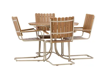 Holmsund Spisegruppe Utendørs 4-seter - Beige - Hagemøbler - Hagegruppe - Spisegrupper hage