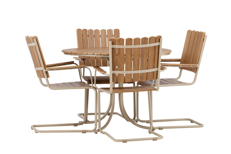 Holmsund Spisegruppe Utendørs 4-seter - Beige - Hagemøbler - Hagegruppe - Spisegrupper hage