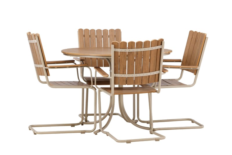Holmsund Spisegruppe Utendørs 4-seter - Beige - Hagemøbler - Hagegruppe - Spisegrupper hage