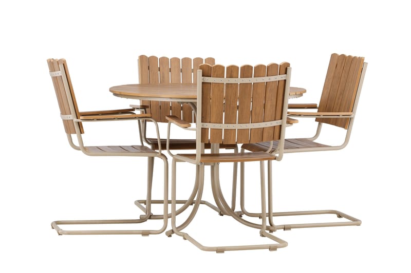 Holmsund Spisegruppe Utendørs 4-seter - Beige - Hagemøbler - Hagegruppe - Spisegrupper hage