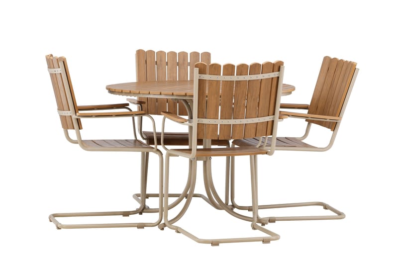 Holmsund Spisegruppe Utendørs 4-seter - Beige - Hagemøbler - Hagegruppe - Spisegrupper hage