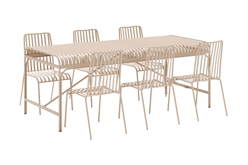 Jarva Spisegruppe 200 cm med 6 Jarva Spisestoler - Beige - Hagemøbler - Hagegruppe - Spisegrupper hage