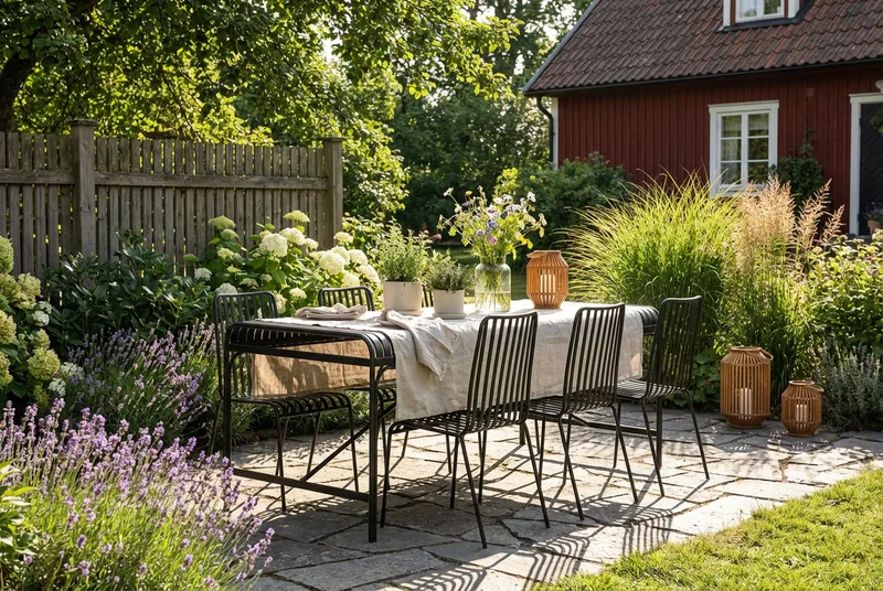 Jarva utendørs spisegruppe 200 cm med 6 Jarva spisestoler - Svart - Hagemøbler - Hagegruppe - Spisegrupper hage