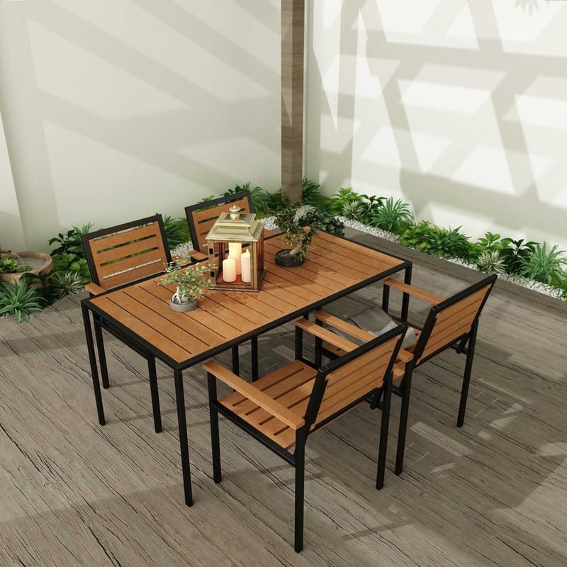 Klyren Spisegruppe med 4 Stolar Utendørs - Brun - Hagemøbler - Hagegruppe - Spisegrupper hage