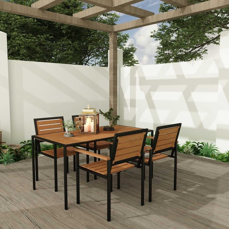 Klyren Spisegruppe med 4 Stolar Utendørs - Brun - Hagemøbler - Hagegruppe - Spisegrupper hage