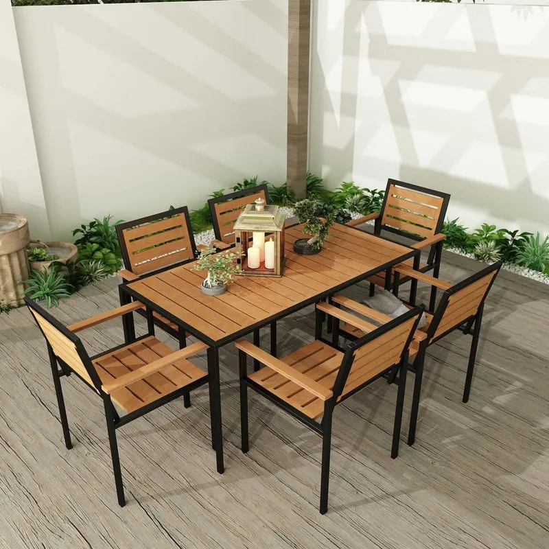 Klyren Spisegruppe med 6 Stolar Utendørs - Natur - Hagemøbler - Hagegruppe - Spisegrupper hage