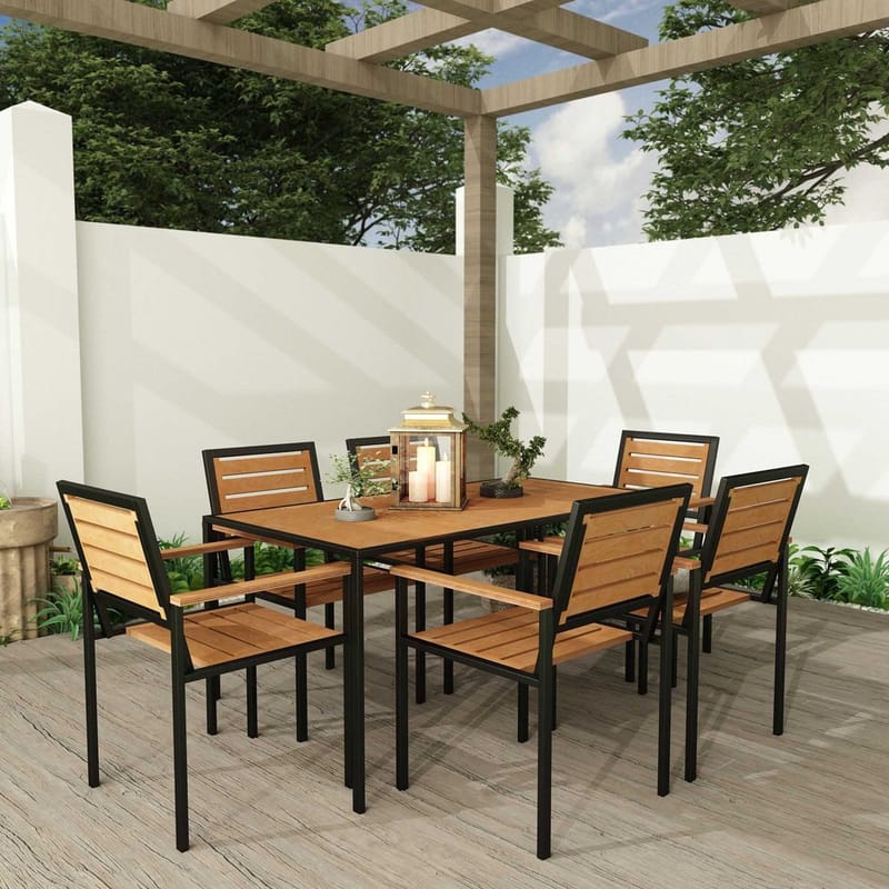 Klyren Spisegruppe med 6 Stolar Utendørs - Natur - Hagemøbler - Hagegruppe - Spisegrupper hage