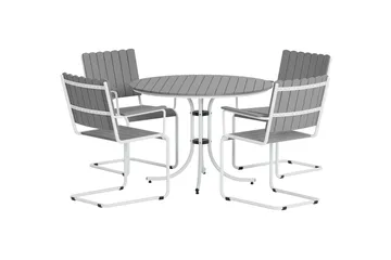 Kullaberg rund spisegruppe for utendørsbruk med 4 stoler 104 cm stål aintwood