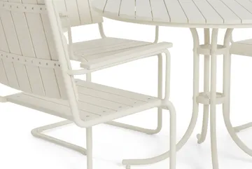 Kullaberg rund spisegruppe for utendørsbruk med 4 stoler 104 cm stål aintwood - Hvit - Hagemøbler - Hagegruppe - Spisegrupper hage