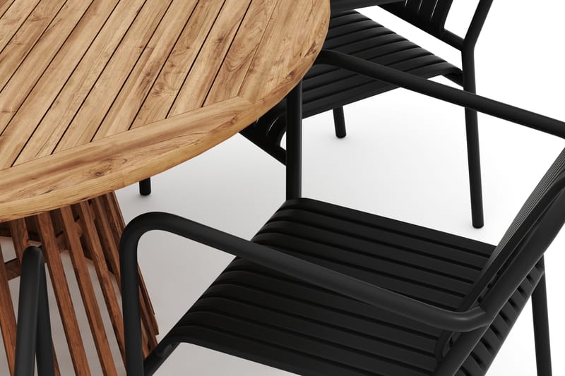 Lakenview Rundt Spisebord 150 cm med 6 Gardeno Spisestoler - Natur - Hagemøbler - Hagegruppe - Spisegrupper hage