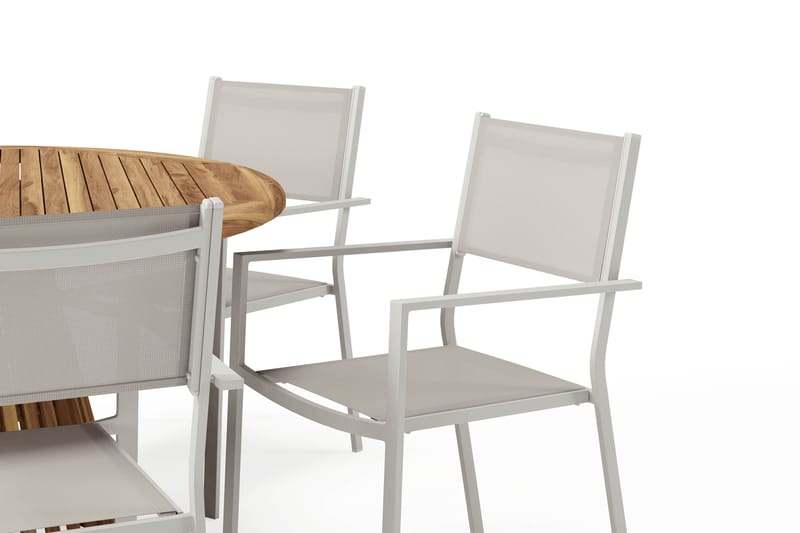 Lakenview Rundt Spisebord 150 cm med 6 Las Vegas Armstoler - Natur - Hagemøbler - Hagegruppe - Spisegrupper hage