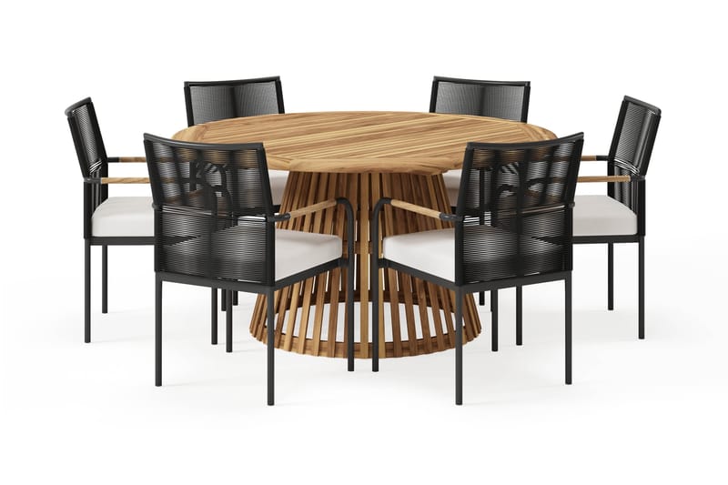 Lakenview Rundt Spisebord 150 cm med 6 Sonia Spisestoler - Natur - Hagemøbler - Hagegruppe - Spisegrupper hage