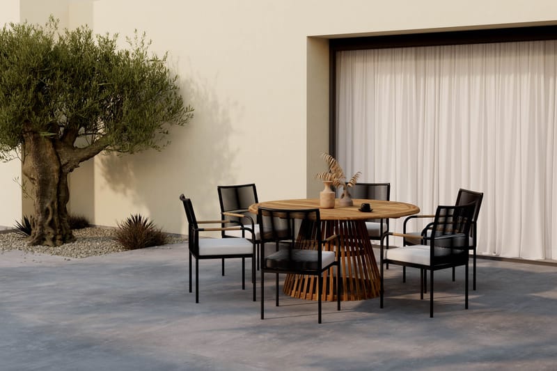 Lakenview Rundt Spisebord 150 cm med 6 Sonia Spisestoler - Natur - Hagemøbler - Hagegruppe - Spisegrupper hage
