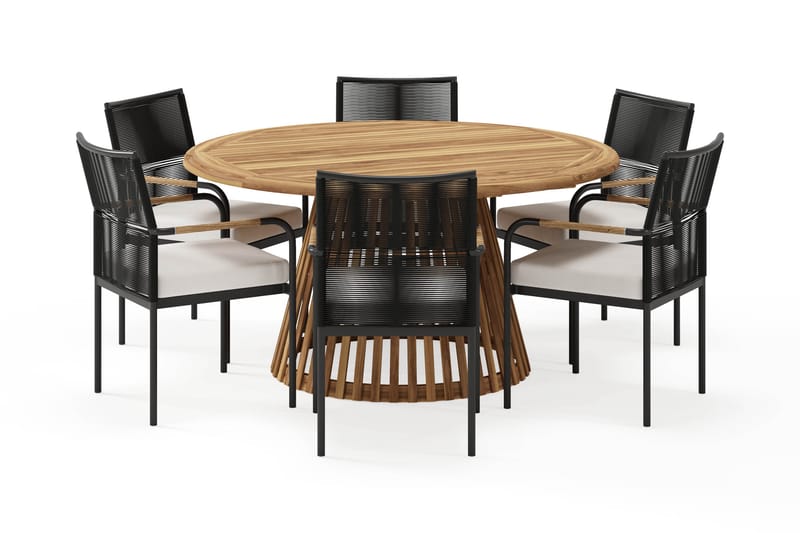 Lakenview Rundt Spisebord 150 cm med 6 Sonia Spisestoler - Natur - Hagemøbler - Hagegruppe - Spisegrupper hage