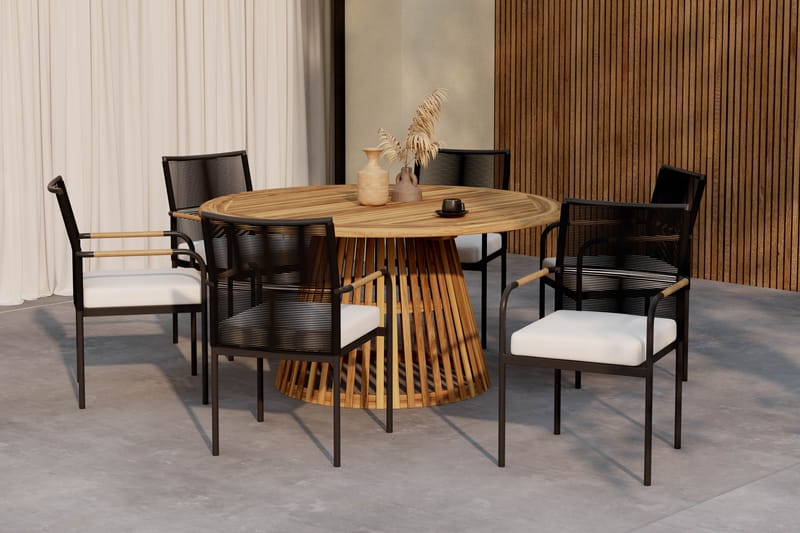 Lakenview Rundt Spisebord 150 cm med 6 Sonia Spisestoler - Natur - Hagemøbler - Hagegruppe - Spisegrupper hage