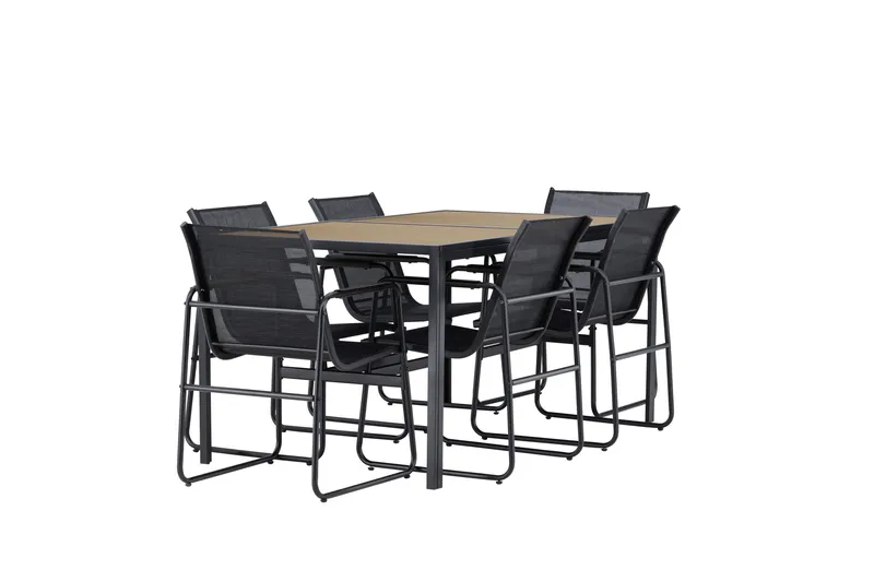 Lampedusa Spisegruppe Utendørs 6-seter - Svart - Hagemøbler - Hagegruppe - Spisegrupper hage
