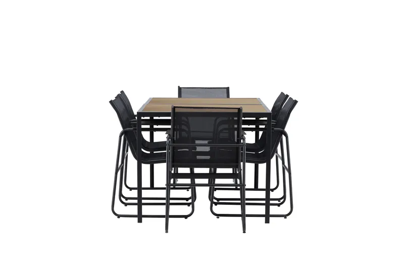 Lampedusa Spisegruppe Utendørs 6-seter - Svart - Hagemøbler - Hagegruppe - Spisegrupper hage