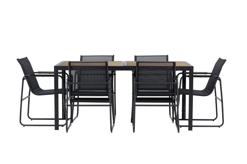Lampedusa Spisegruppe Utendørs 6-seter - Svart - Hagemøbler - Hagegruppe - Spisegrupper hage