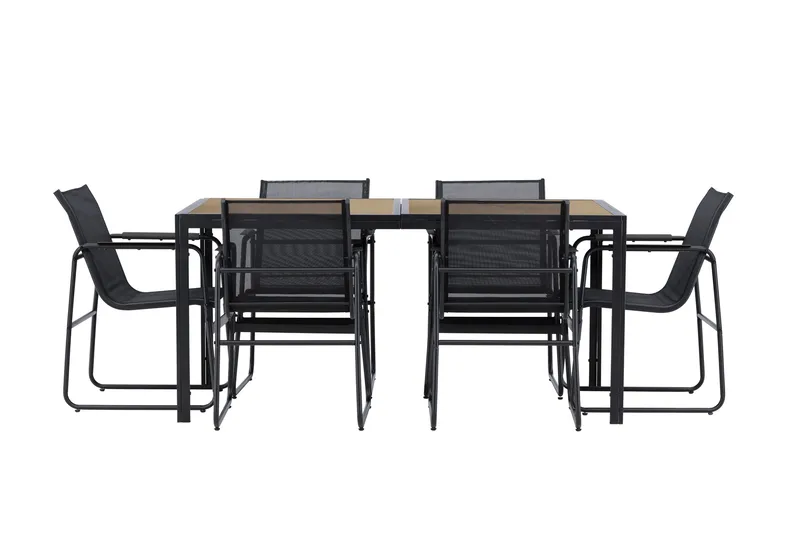 Lampedusa Spisegruppe Utendørs 6-seter - Svart - Hagemøbler - Hagegruppe - Spisegrupper hage