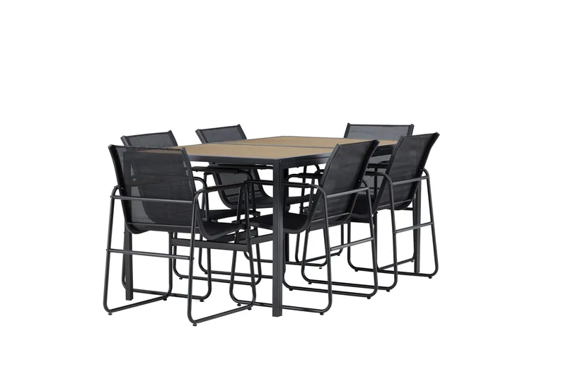 Lampedusa Spisegruppe Utendørs 6-seter - Svart - Hagemøbler - Hagegruppe - Spisegrupper hage