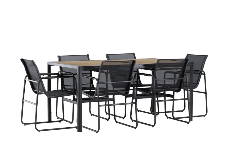 Lampedusa Spisegruppe Utendørs 6-seter - Svart - Hagemøbler - Hagegruppe - Spisegrupper hage