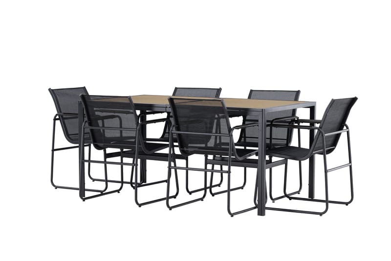 Lampedusa Spisegruppe Utendørs 6-seter - Svart - Hagemøbler - Hagegruppe - Spisegrupper hage