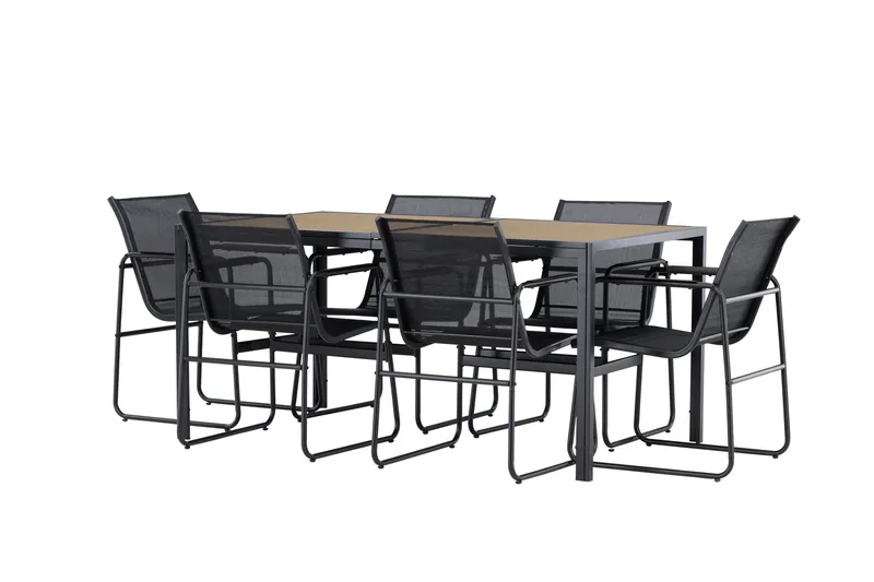 Lampedusa Spisegruppe Utendørs 6-seter - Svart - Hagemøbler - Hagegruppe - Spisegrupper hage