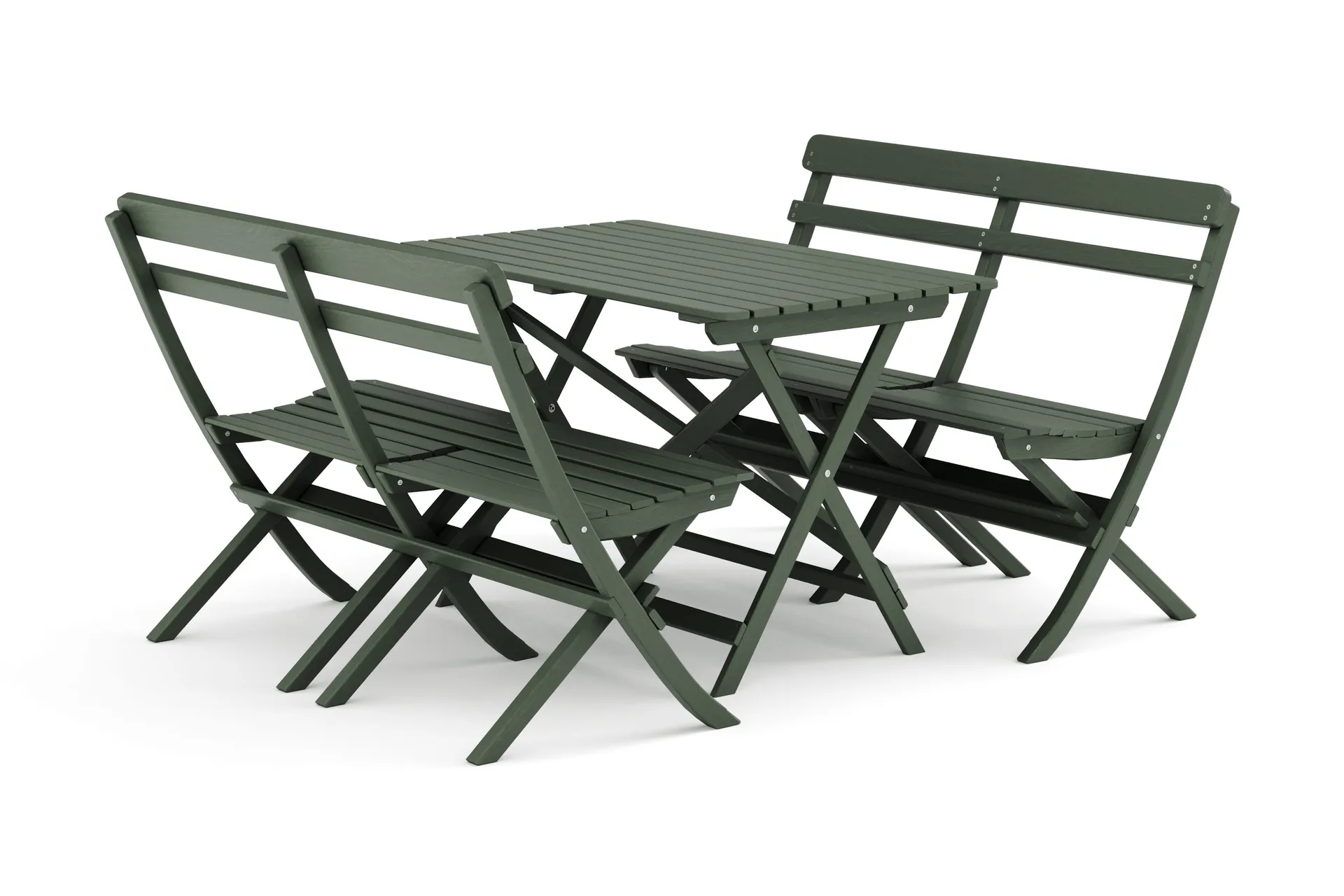 Landet utendørs spisegruppe 118x70x74 cm med 2 sofaer - Grønn
