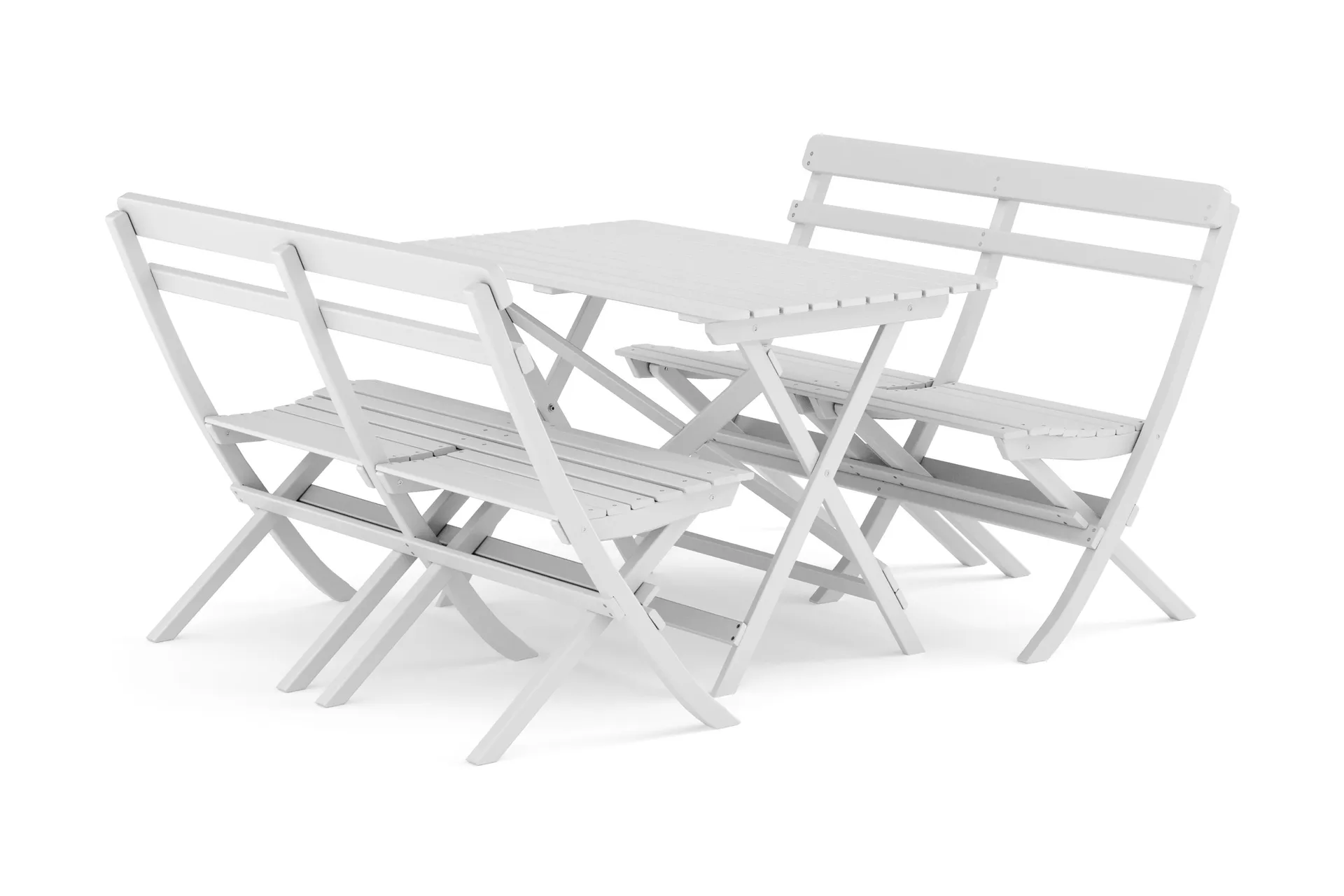 Landet utendørs spisegruppe 118x70x74 cm med 2 sofaer - Hvit