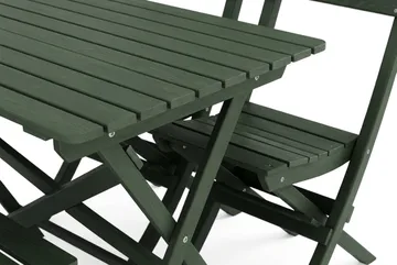 Landet utendørs spisegruppe 118x70x74 cm med 4 klappstoler - Grønn - Hagemøbler - Hagegruppe - Spisegrupper hage