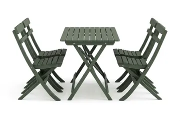 Landet utendørs spisegruppe 118x70x74 cm med 4 klappstoler - Grønn - Hagemøbler - Hagegruppe - Spisegrupper hage