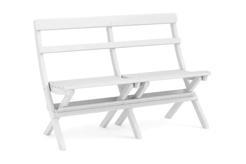 Landet utendørs spisegruppe 118x70x74 cm med sofa og 2 klappstoler - Hvit - Hagemøbler - Hagegruppe - Spisegrupper hage