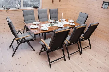 Las Vegas Spisegruppe 152-210+6 Posisjonsstoler Lyx - Svart/Teak - Hagemøbler - Hagegruppe - Spisegrupper hage