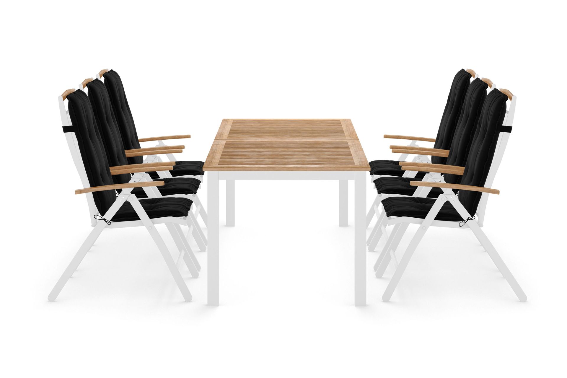 Las Vegas Spisegruppe 220-280x100+6 Las Vegas Lyx Stol Pute - Hvit/Teak/Svart