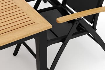 Las Vegas utendørs spisegruppe, uttrekkbar 152–210x90 cm med 4 Las Vegas regulerbare stoler - Svart - Hagemøbler - Hagegruppe - Spisegrupper hage
