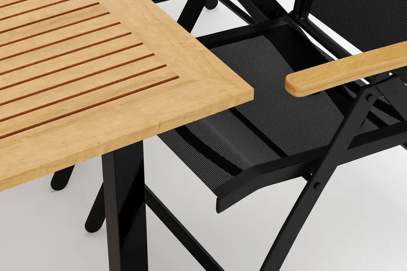 Las Vegas utendørs spisegruppe, uttrekkbar 152–210x90 cm med 6 Las Vegas regulerbare stoler - Svart - Hagemøbler - Hagegruppe - Spisegrupper hage