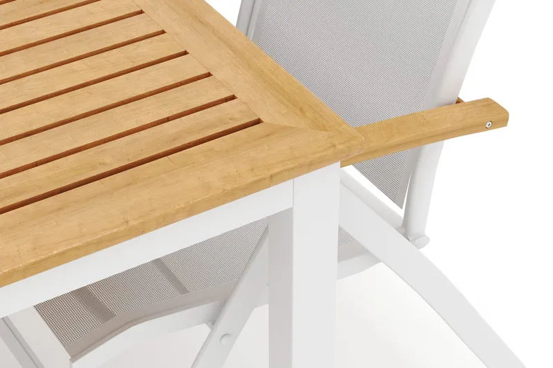 Las Vegas utendørs spisegruppe, uttrekkbar 220x280x100 cm med 6 Las Vegas regulerbare stoler - Hvit - Hagemøbler - Hagegruppe - Spisegrupper hage