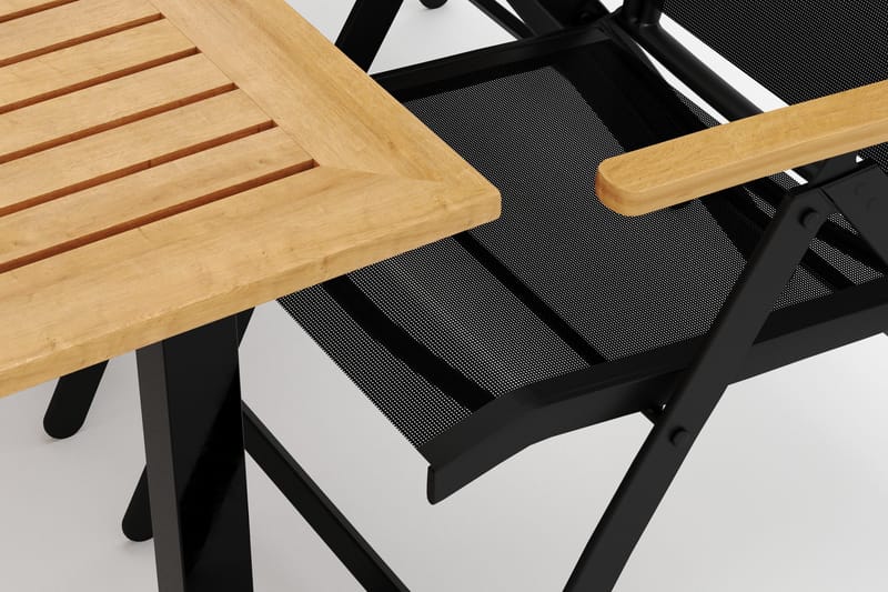 Las Vegas utendørs spisegruppe, uttrekkbar 220x280x100 cm med 8 Las Vegas regulerbare stoler - Svart - Hagemøbler - Hagegruppe - Spisegrupper hage