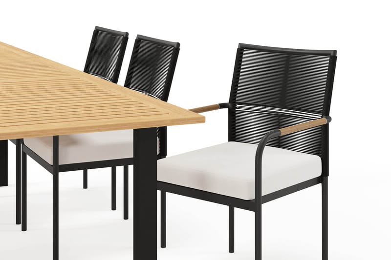 Las Vegas Uttrekkbart Spisebord 220-280 cm med 6 Sonia Spisestoler - Brun/Svart - Hagemøbler - Hagegruppe - Spisegrupper hage