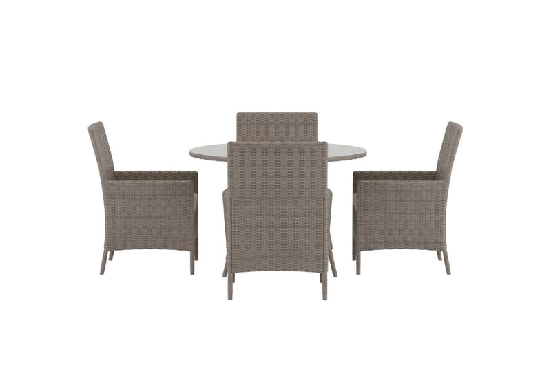 Lefkas spisegruppe 110 cm med 4 lenestoler utendørs - Brun - Hagemøbler - Hagegruppe - Spisegrupper hage