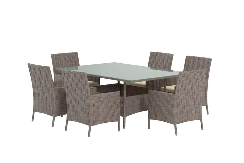 Lefkas spisegruppe 150 cm med 6 stoler utendørs - Brun - Hagemøbler - Hagegruppe - Spisegrupper hage