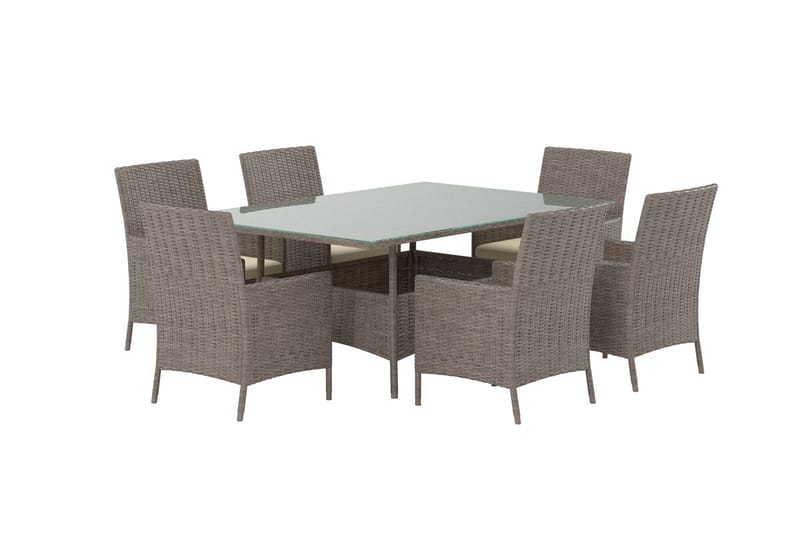Lefkas spisegruppe 150 cm med 6 stoler utendørs - Brun - Hagemøbler - Hagegruppe - Spisegrupper hage