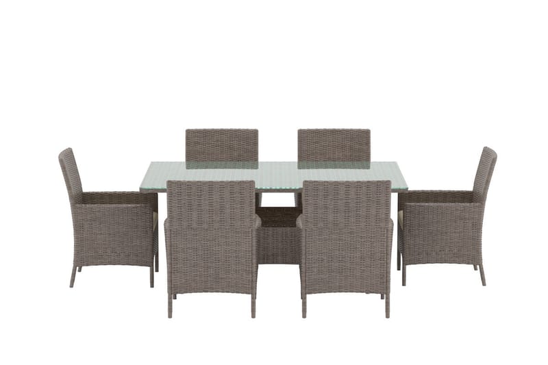 Lefkas spisegruppe 150 cm med 6 stoler utendørs - Brun - Hagemøbler - Hagegruppe - Spisegrupper hage