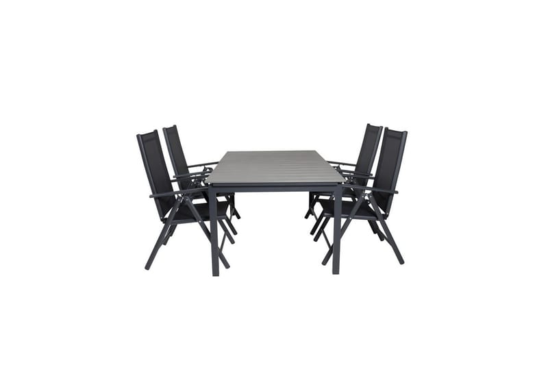 Levels Forlengbar Spisegruppe 160cm + 4 Break Stoler Svart/G - Venture Home - Hagemøbler - Hagegruppe - Spisegrupper hage