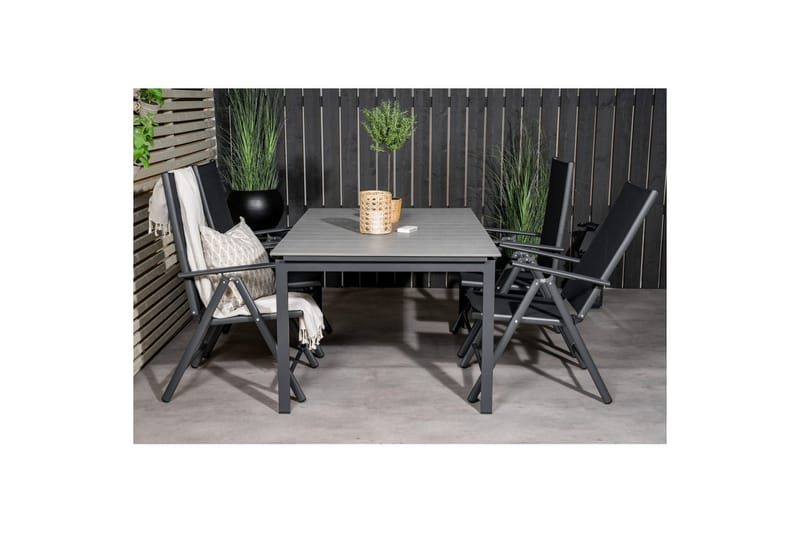 Levels Forlengbar Spisegruppe 160cm + 4 Break Stoler Svart/G - Venture Home - Hagemøbler - Hagegruppe - Spisegrupper hage