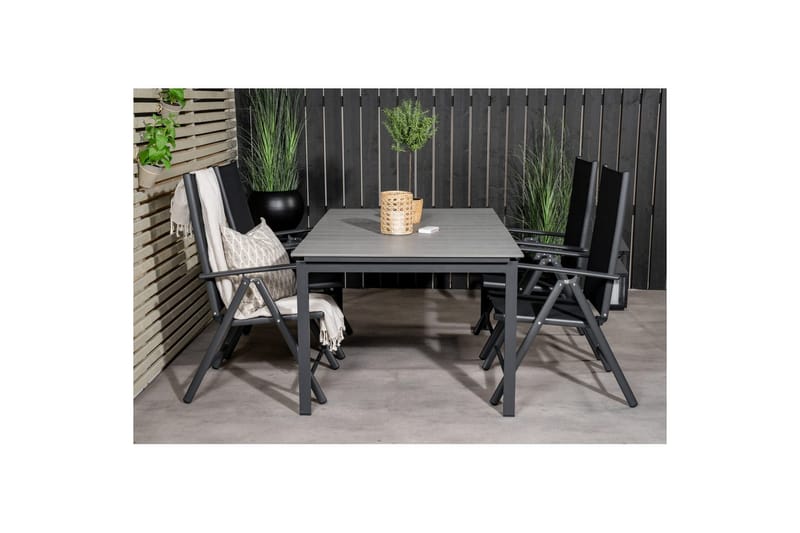 Levels Forlengbar Spisegruppe 160cm + 4 Break Stoler Svart/G - Venture Home - Hagemøbler - Hagegruppe - Spisegrupper hage