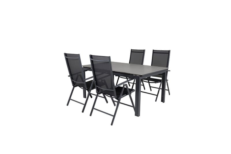 Levels Forlengbar Spisegruppe 160cm + 4 Break Stoler Svart/G - Venture Home - Hagemøbler - Hagegruppe - Spisegrupper hage