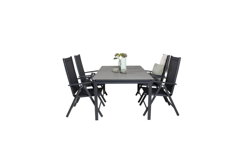 Levels Forlengbar Spisegruppe 160cm + 4 Break Stoler Svart/G - Venture Home - Hagemøbler - Hagegruppe - Spisegrupper hage